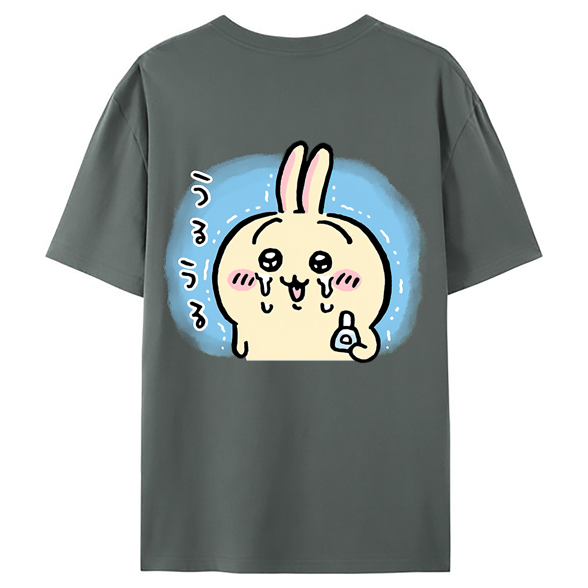 （画像用） ちいかわ うさぎ Chii-kawa usagi 綿100％ メンズ半袖Tシャツ（バックプリント） 通気性